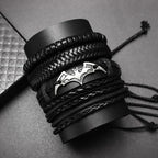 Black Leather Beaded Bracelet