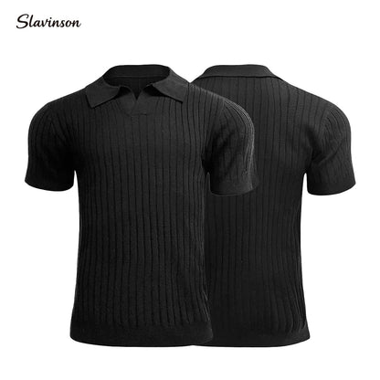 Breathable Striped Polo Shirt