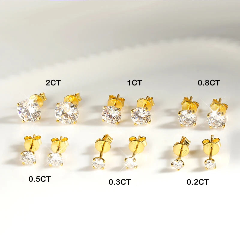 Moissanite Screw Back Stud Earrings