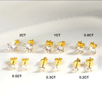 Moissanite Screw Back Stud Earrings