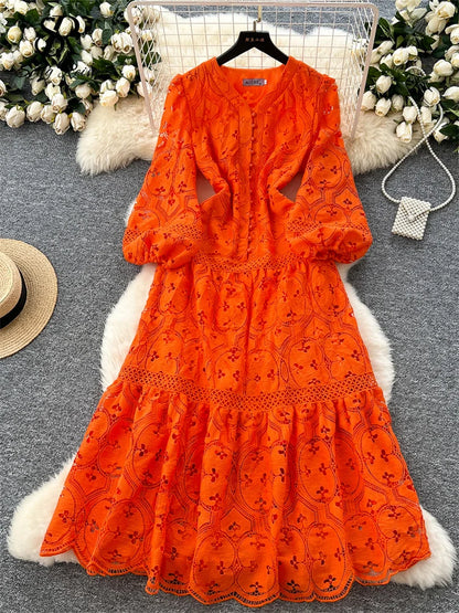 SINGREINY French Vacation Lace Hollow