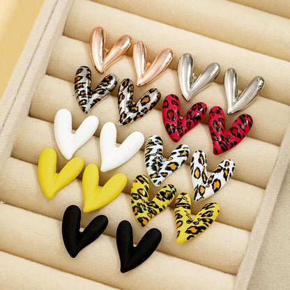 Leopard Heart Earrings Set