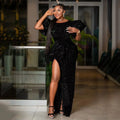 Sequin Puff-Sleeve Mermaid Dress