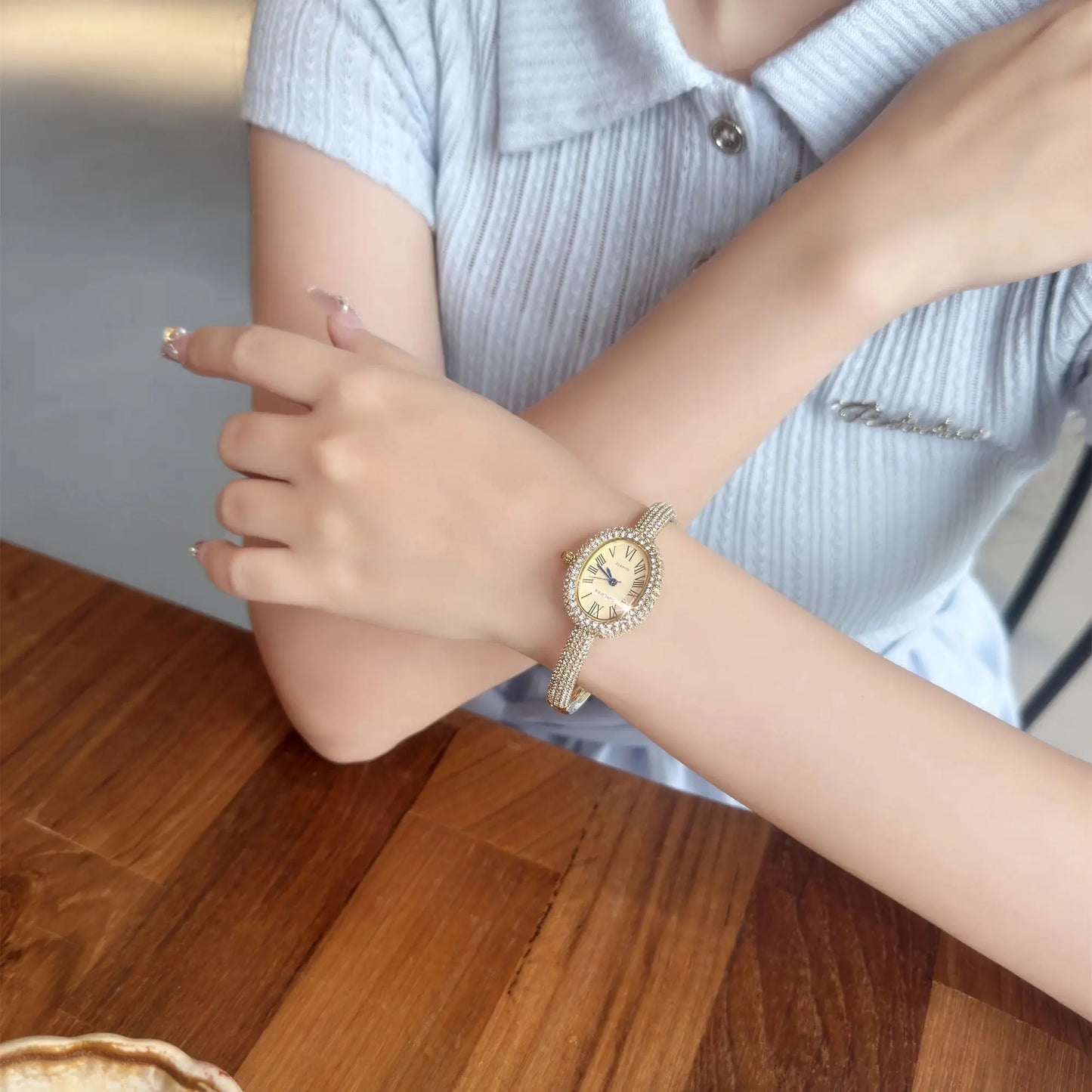 Elegant Rhinestone Oval Women’s Watch