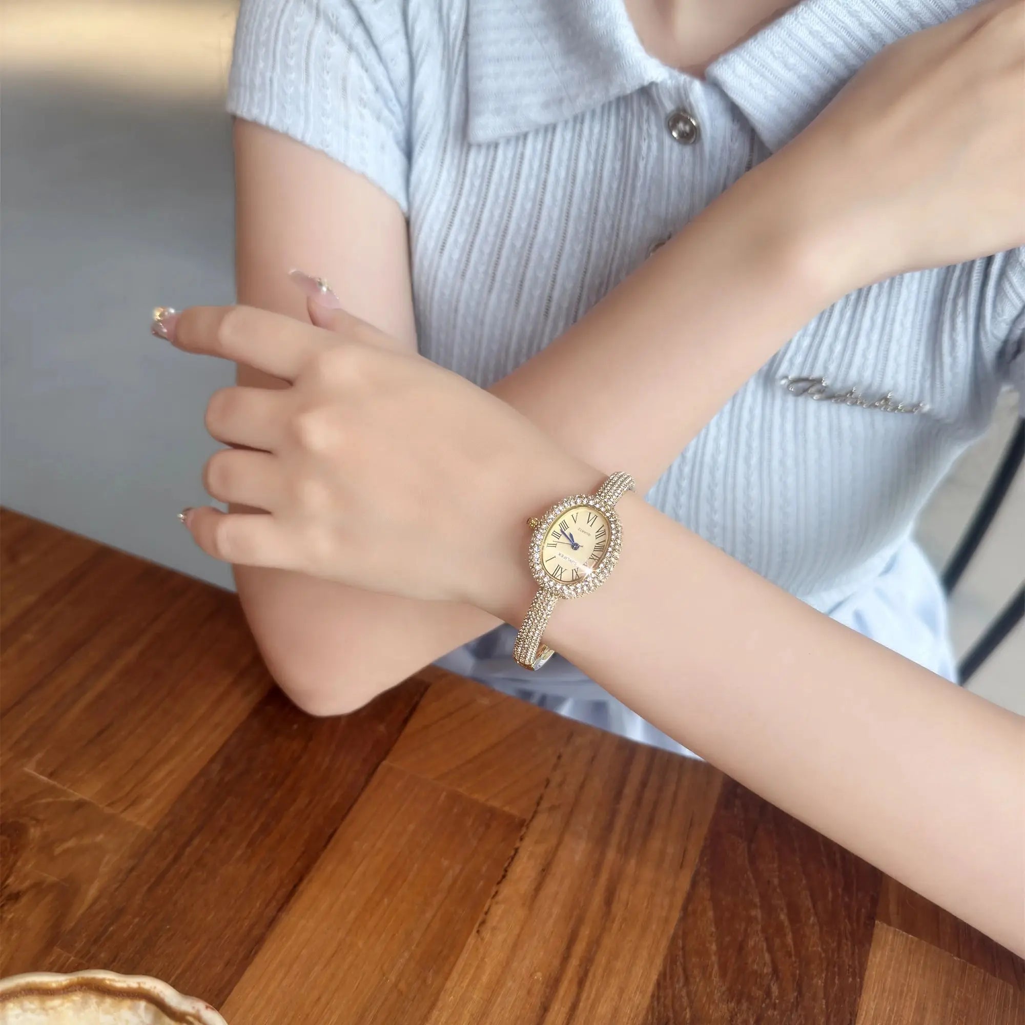 Elegant Rhinestone Oval Women’s Watch