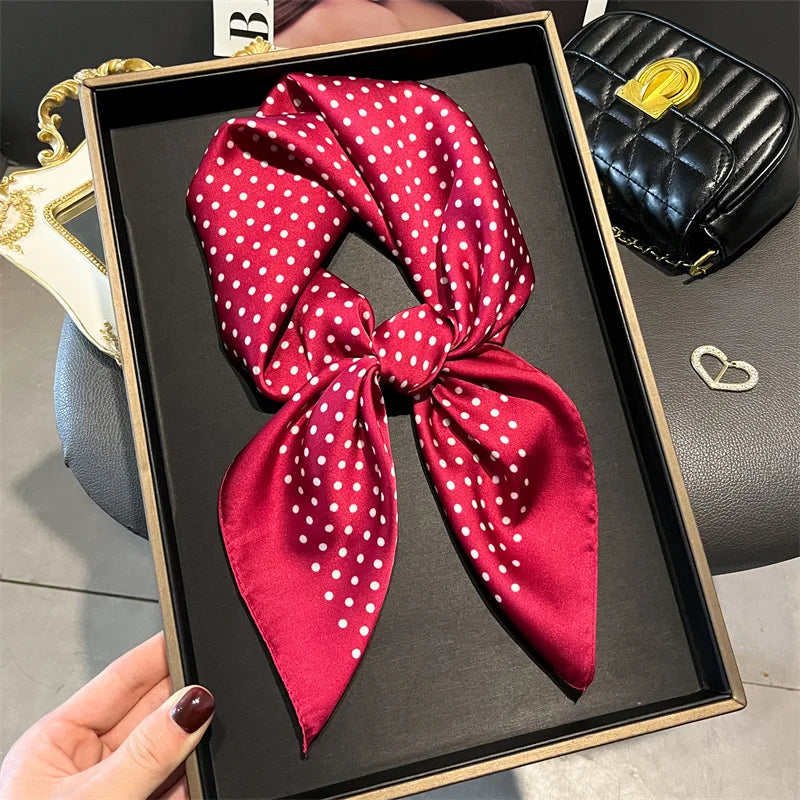 Floral Dot Satin Square Scarf