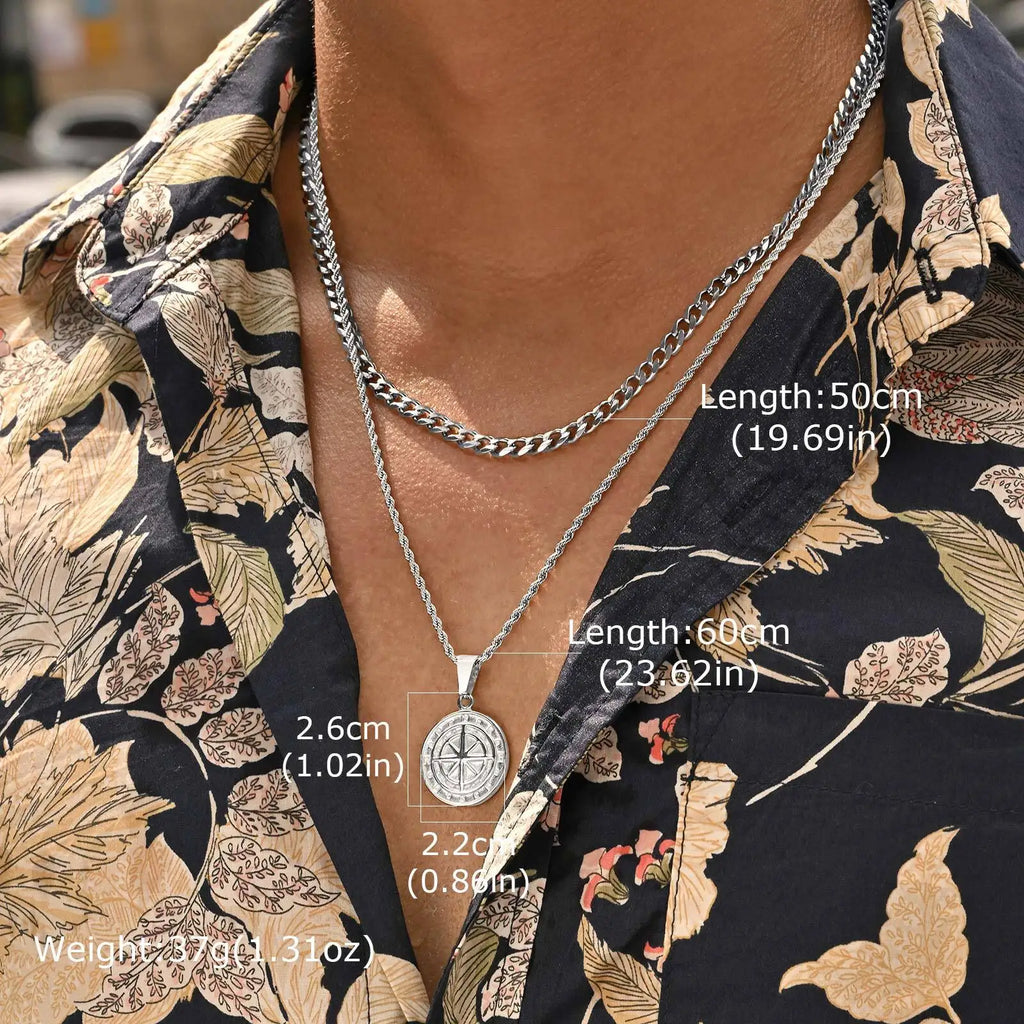 Mprainbow Compass Coin Necklace