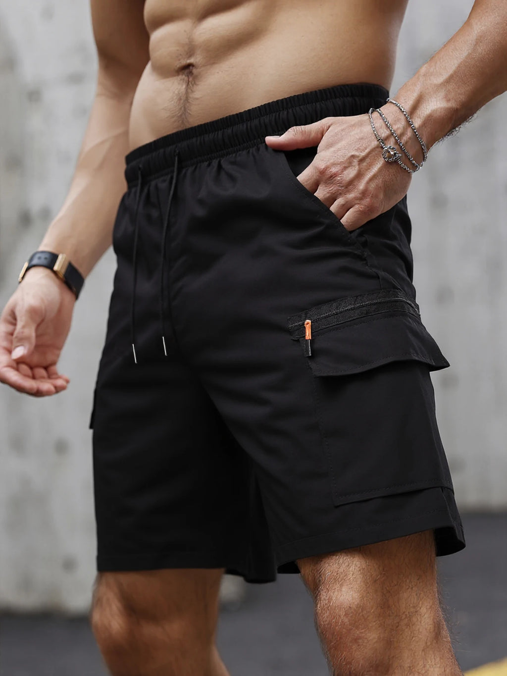 Big Pocket Elastic Cargo Shorts