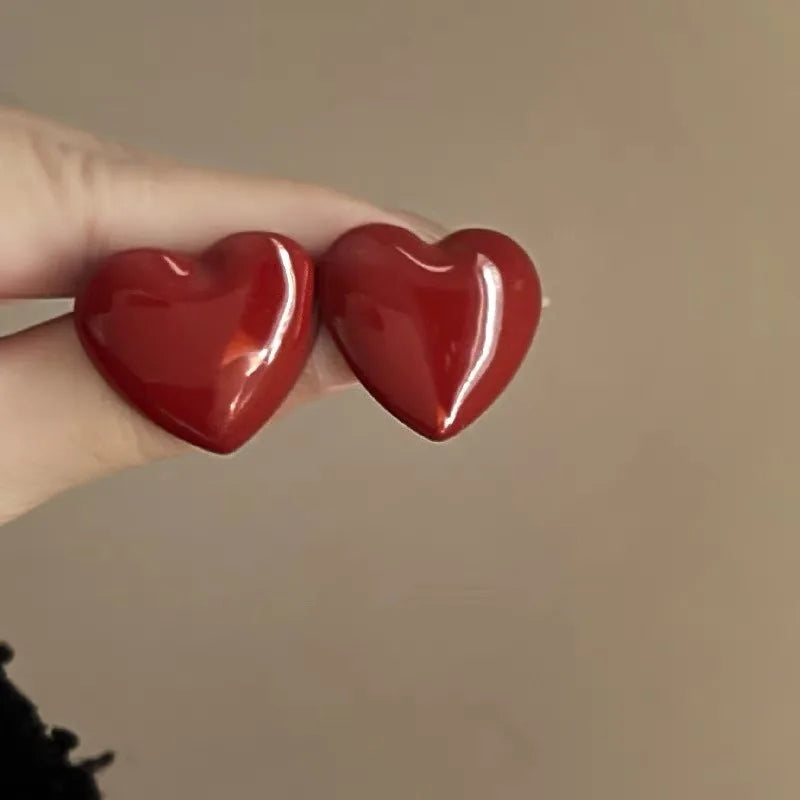 Red Heart Stud Earrings
