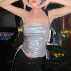 Non-Woven Construction Polyester Solid Crop Top