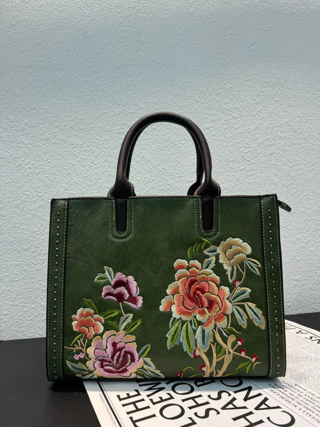 Embroidered Floral Shoulder Bag