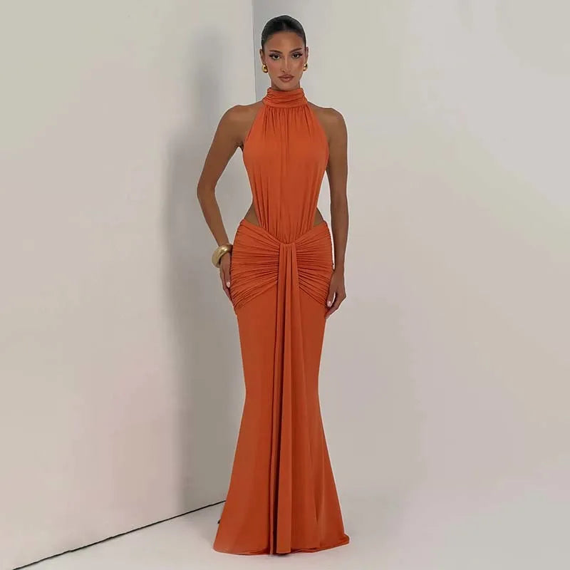 Pleated Halter Bodycon Dress