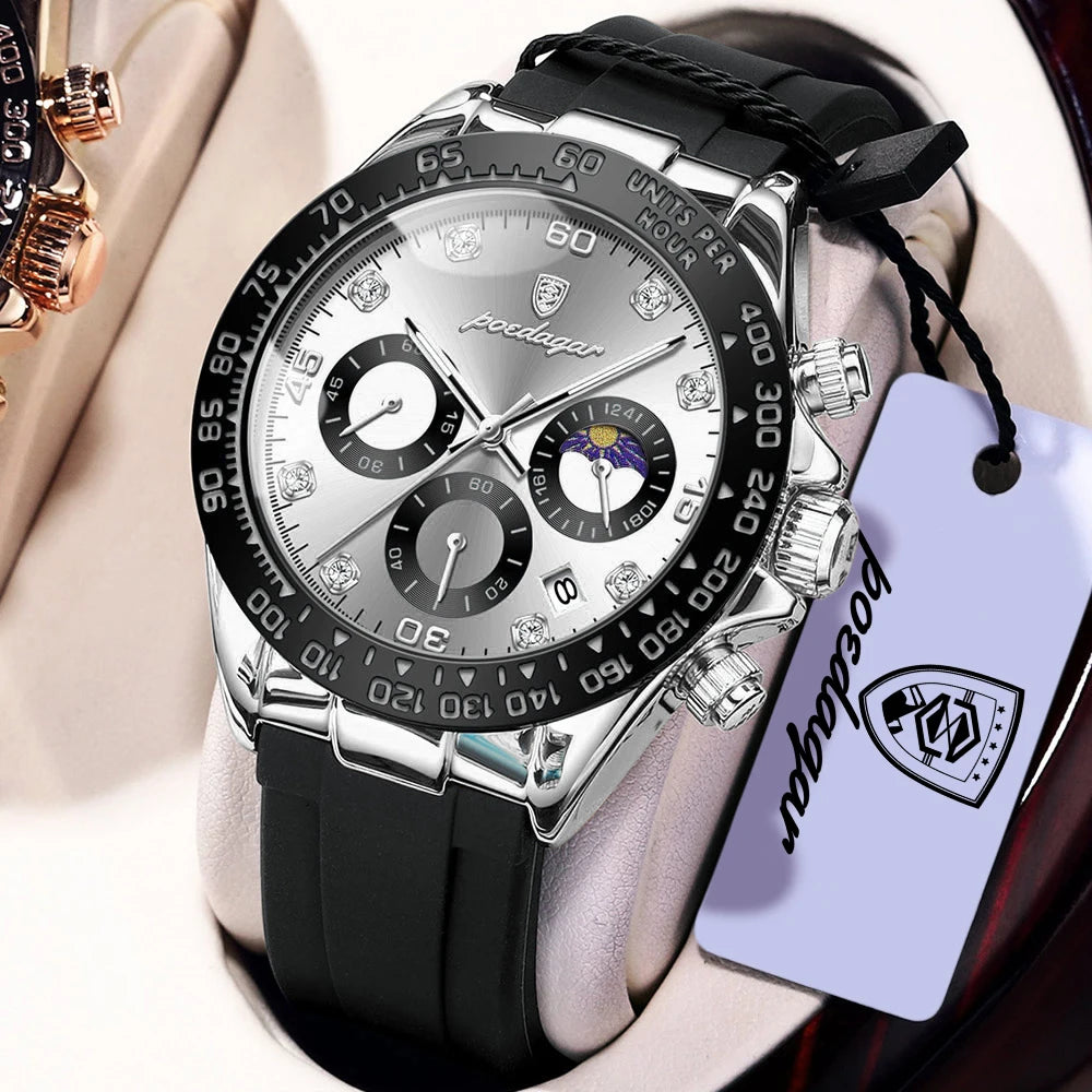 POEDAGAR Military Chronograph Silicone Watch