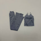 Nylon Solid Sleeveless True-To-Size Fit Two-Piece Yoga Set