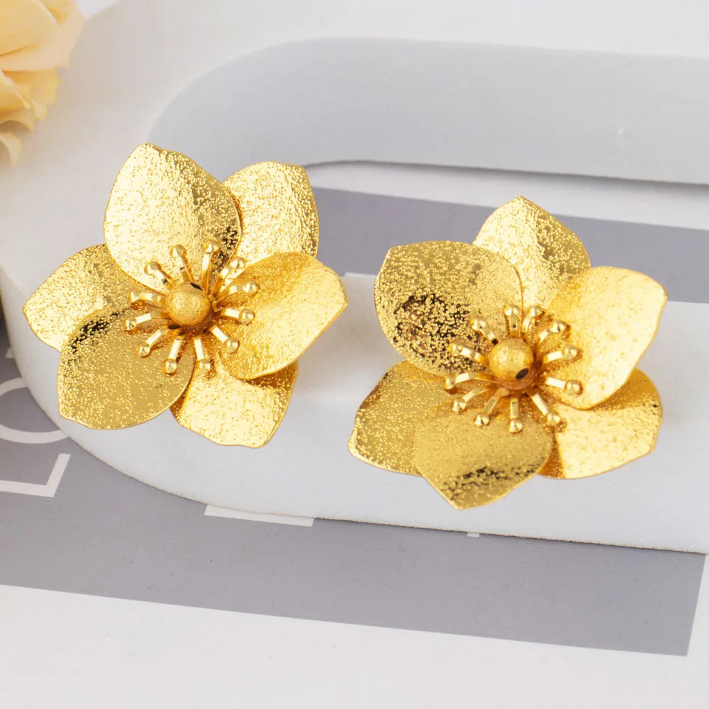Gold Flower Stud Earrings