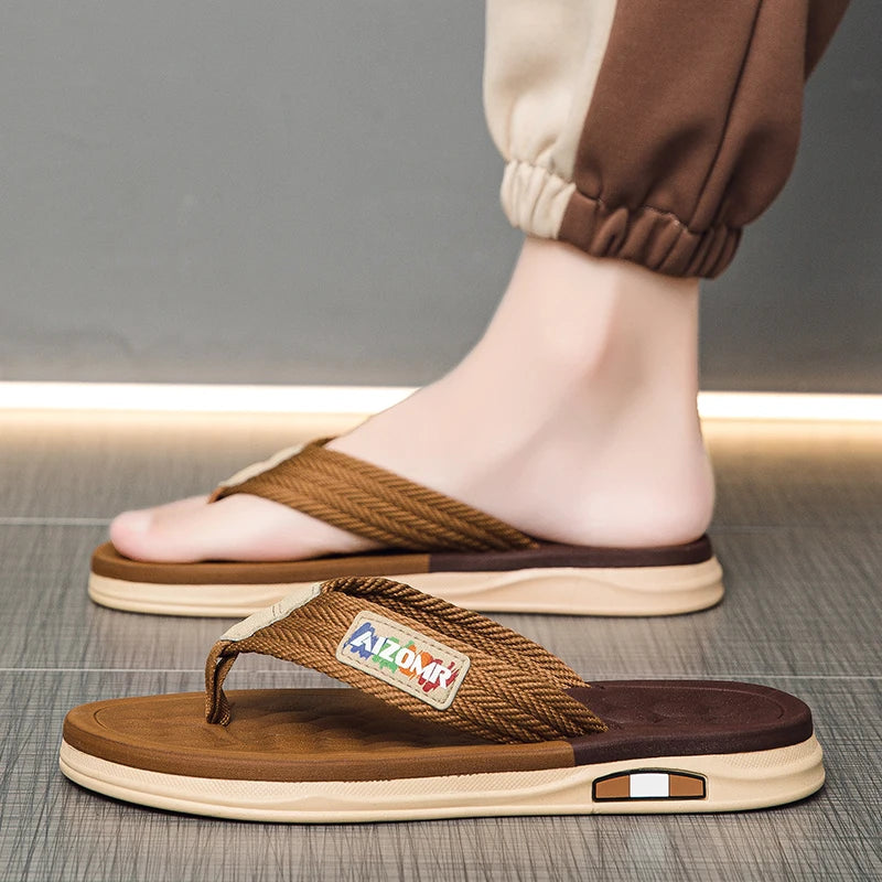 Patchwork Fabric Beach Flip-Flops
