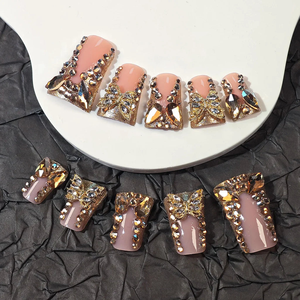 3D Diamond Butterfly Nails