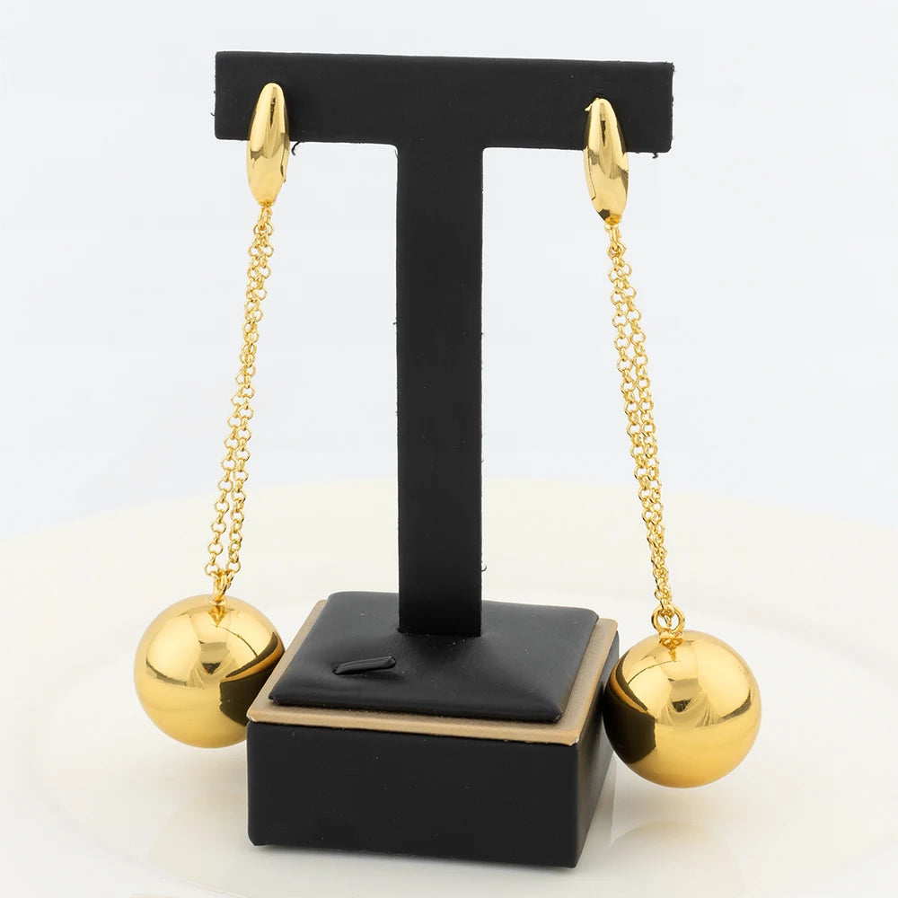Gold Ball Drop Earrings
