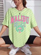 Malibu Beach Letter Print T-Shirt