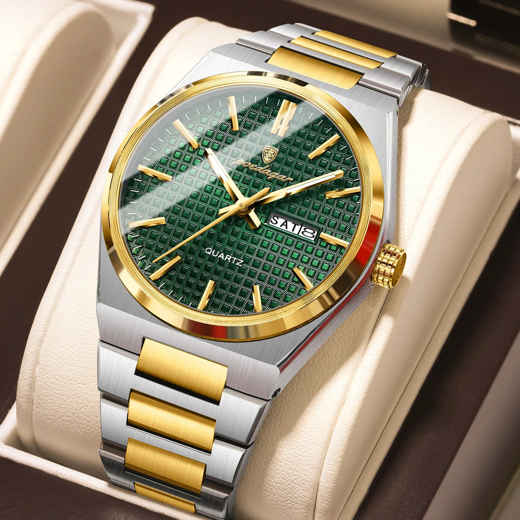 POEDAGAR Silver Steel Quartz Watch