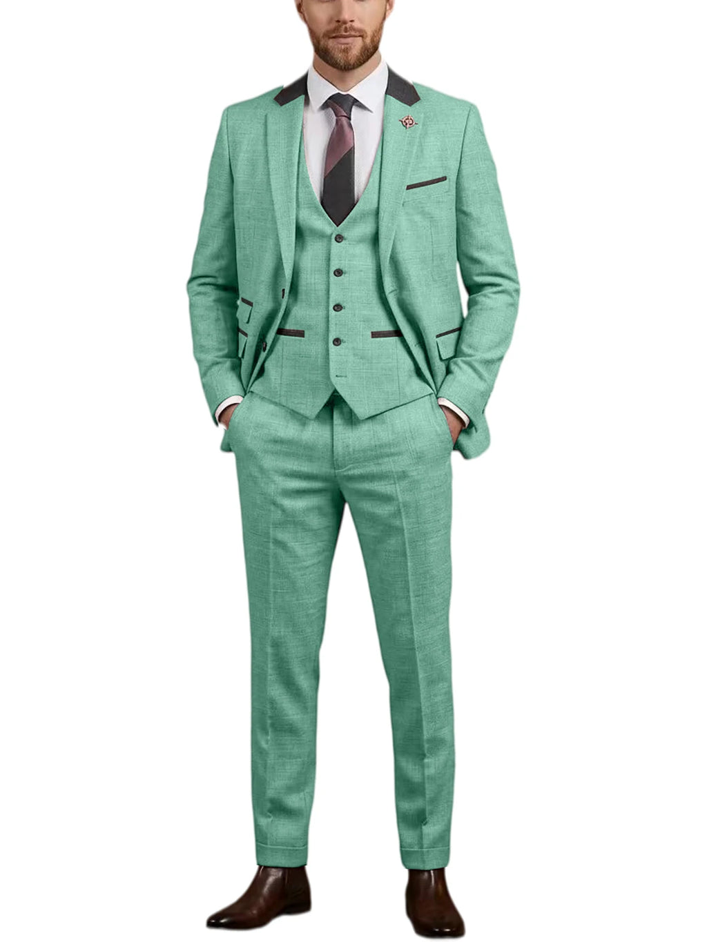 Linen Three-Piece Notch-Lapel Suit