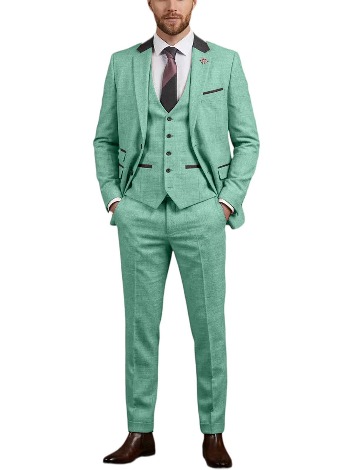 Linen Three-Piece Notch-Lapel Suit