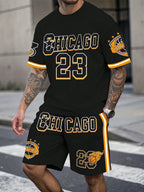 Letter Print Basketball Shorts Set
