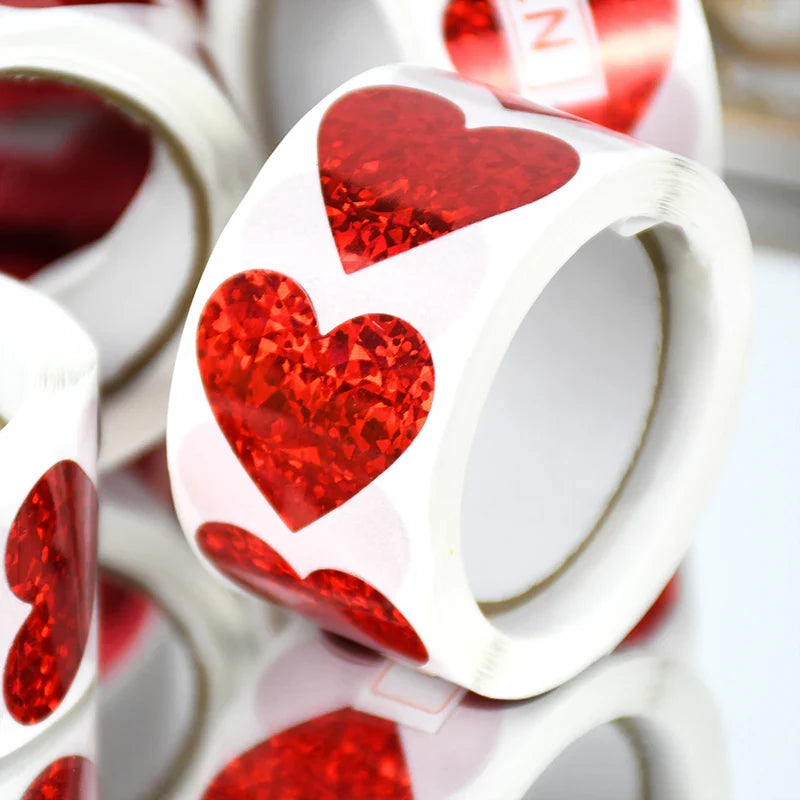 Sparkle Heart Stickers Roll