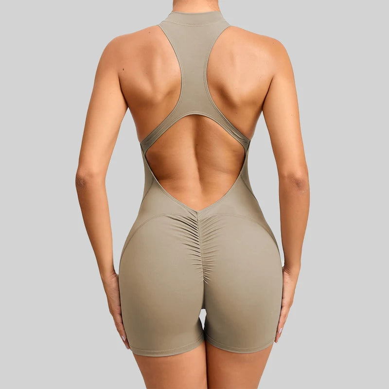Nylon Patchwork Long Sleeve True-To-Size Fit Sports Jumpsuit