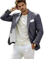 Linen Cotton Notch-Lapel Slim Blazer