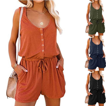 Waist Tie Summer Jumpsuit