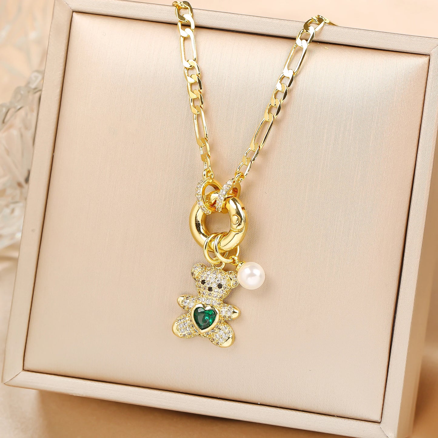 Crystal Bear Pendant Necklace