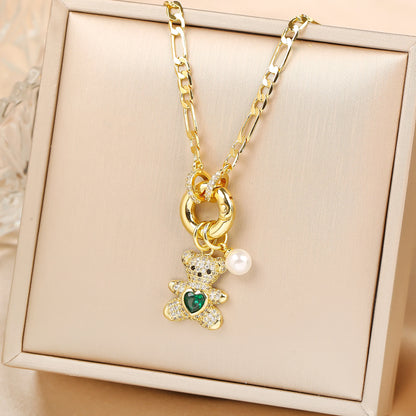 Crystal Bear Pendant Necklace