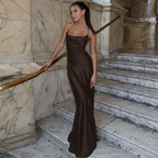 Black Satin Bandage Maxi Dress