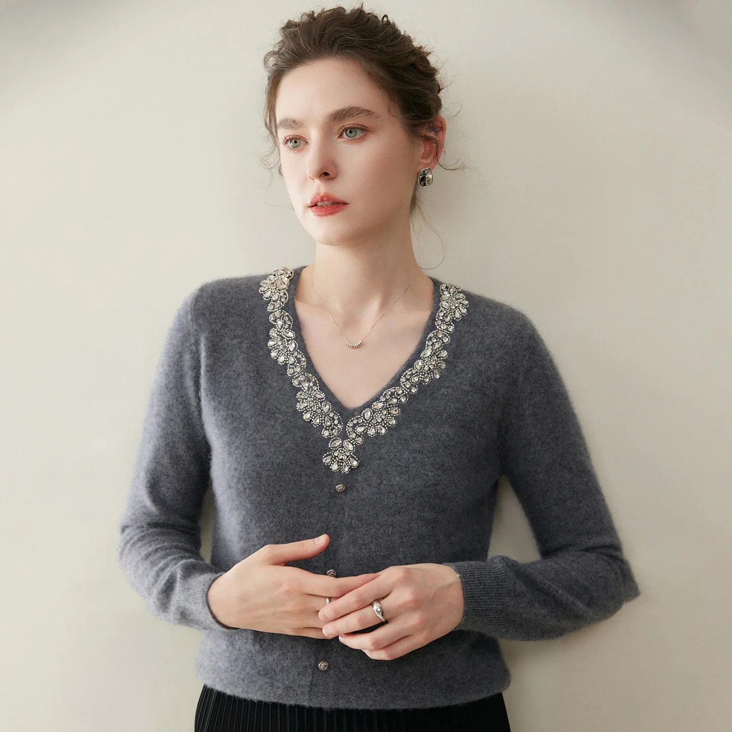 Cashmere Diamond V-Neck Sweater