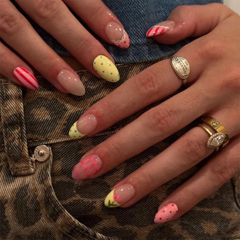 Blue Press Nails Polka Dot