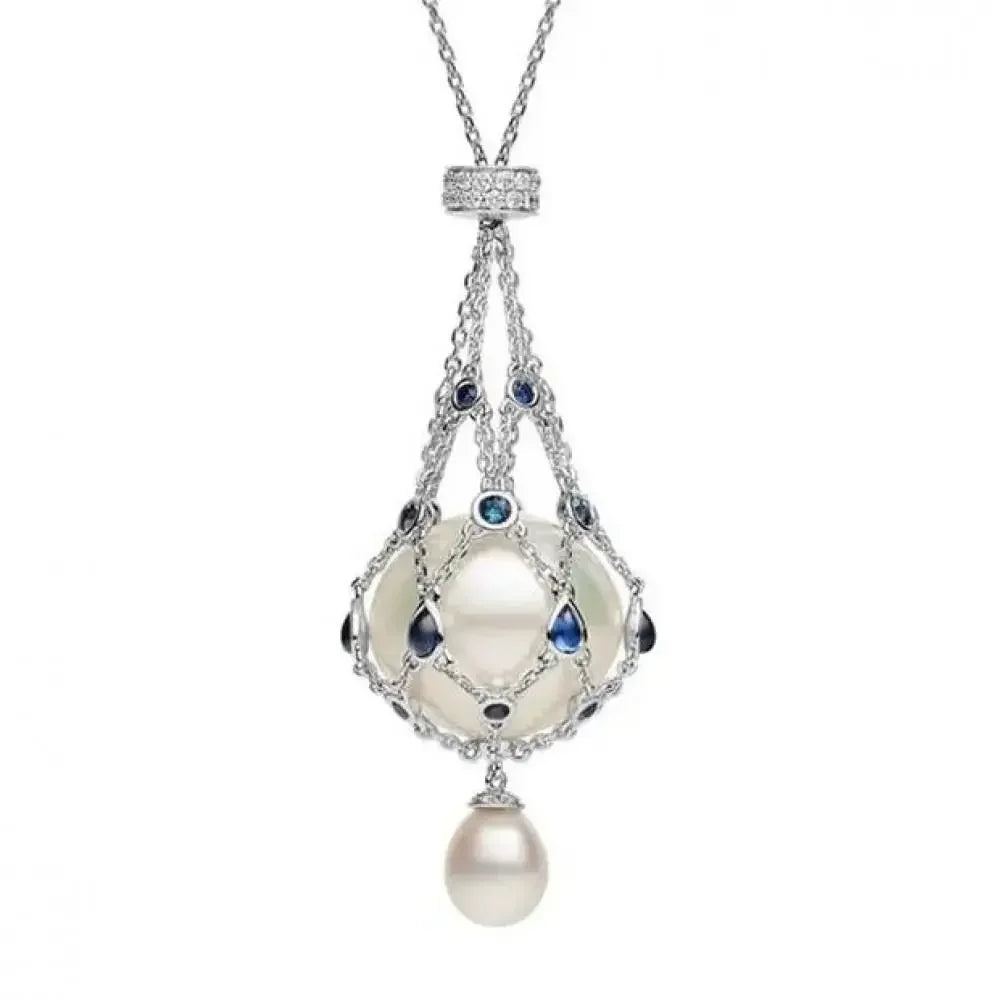 Metal Pearl Gemstone Necklace