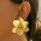 Gold Flower Stud Earrings