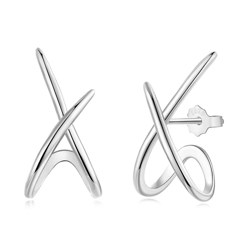 Geometric Silver Stud Earrings