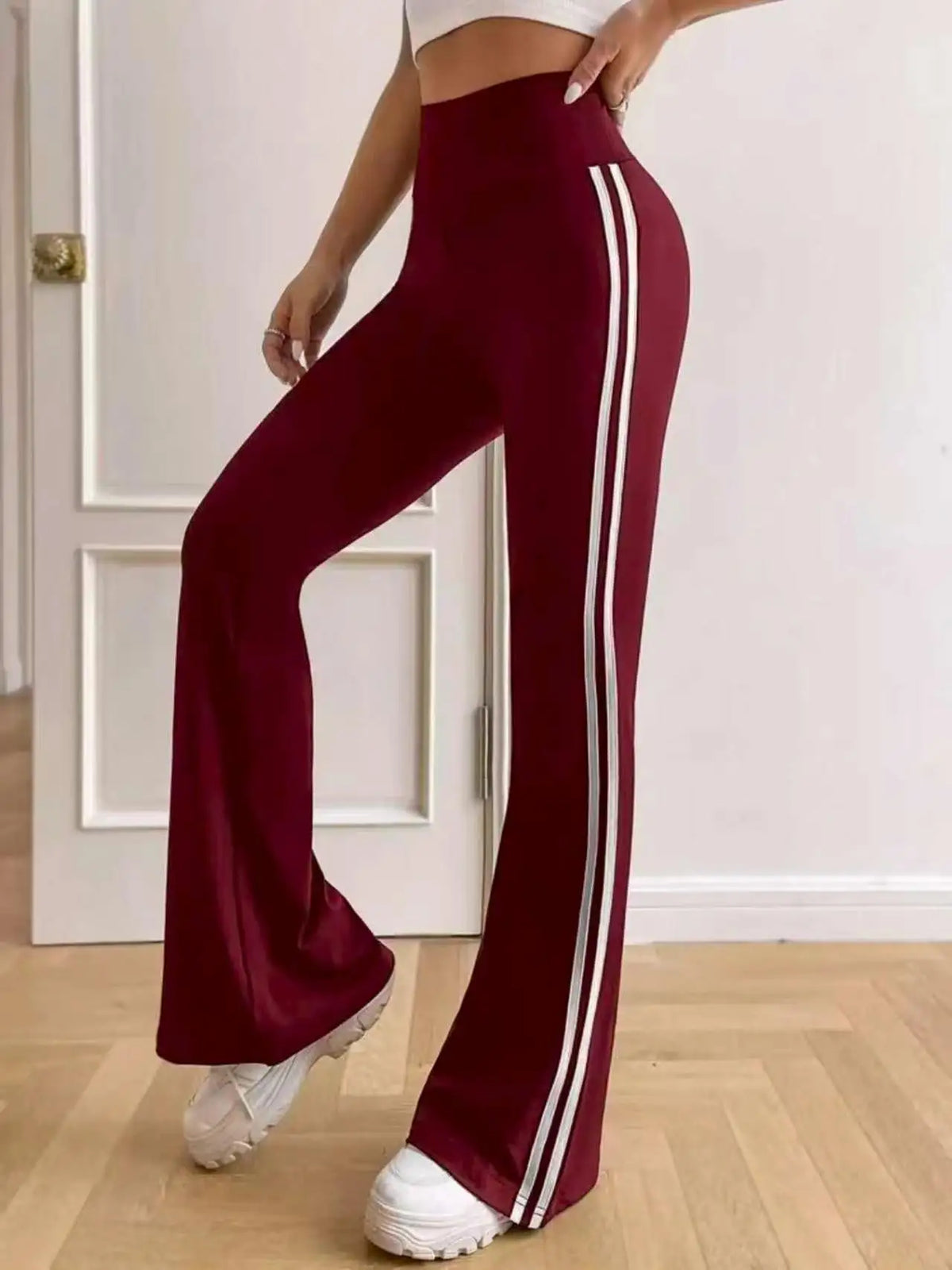 Side-Stripe Sculpted Flared Pants