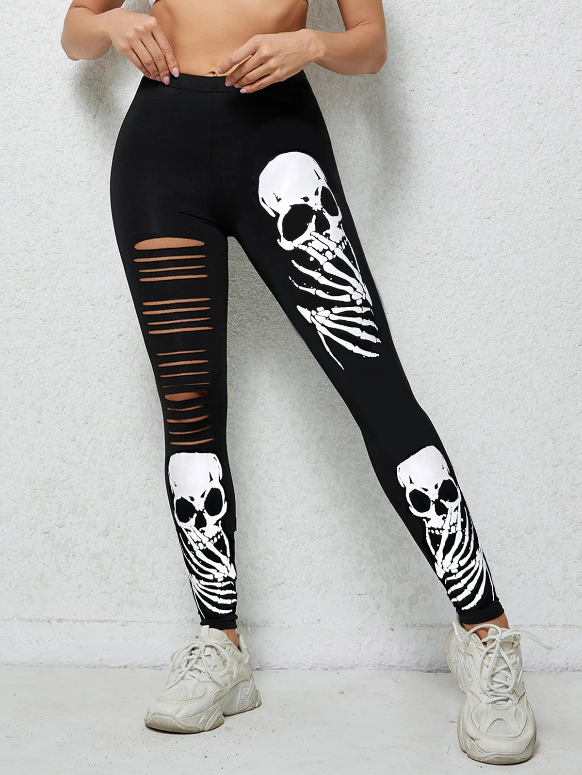 Skull Print Nine-Point Leggings