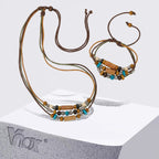 Vnox Wood Bead Necklace Set
