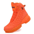 Orange Leather Motorcycle Combat Boots