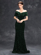 Sequin Velvet Fishtail Gown