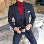 Luxury Check Three-Piece Office Suit