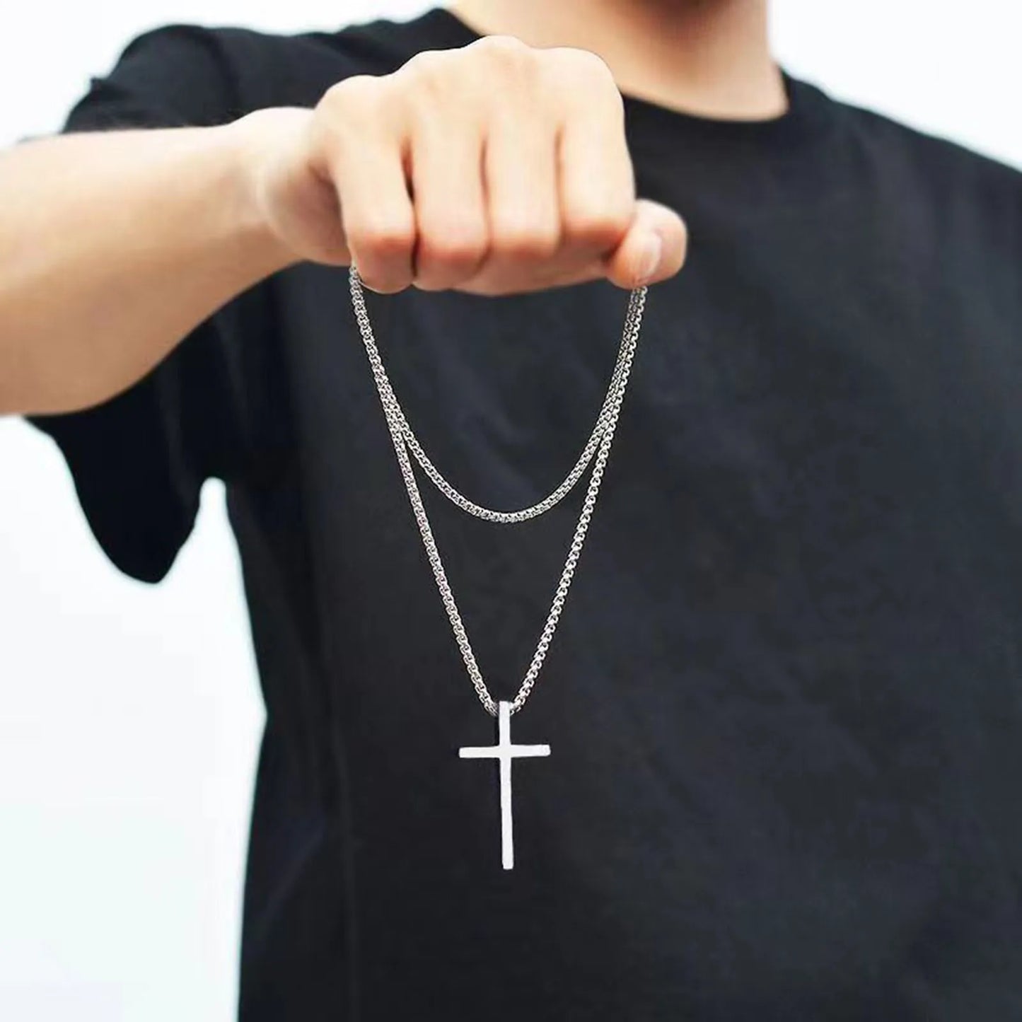 Silver Cross Pendant Chain