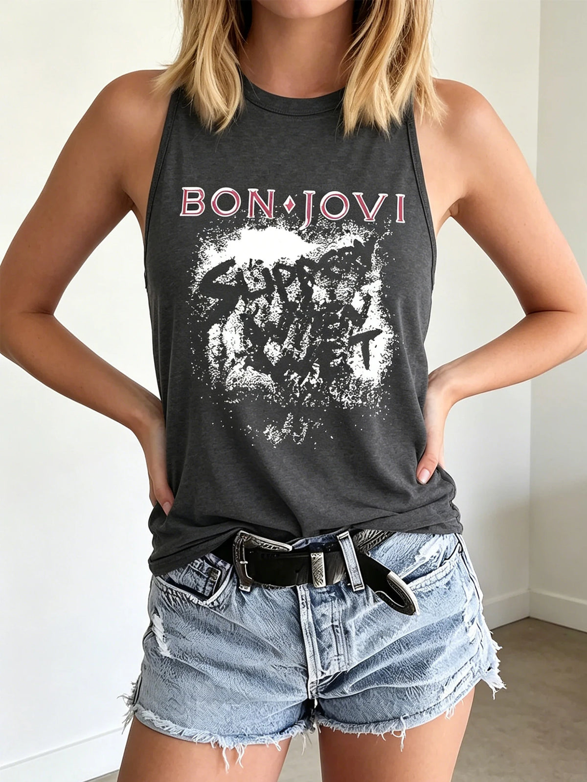 Retro Band Print Tank Top