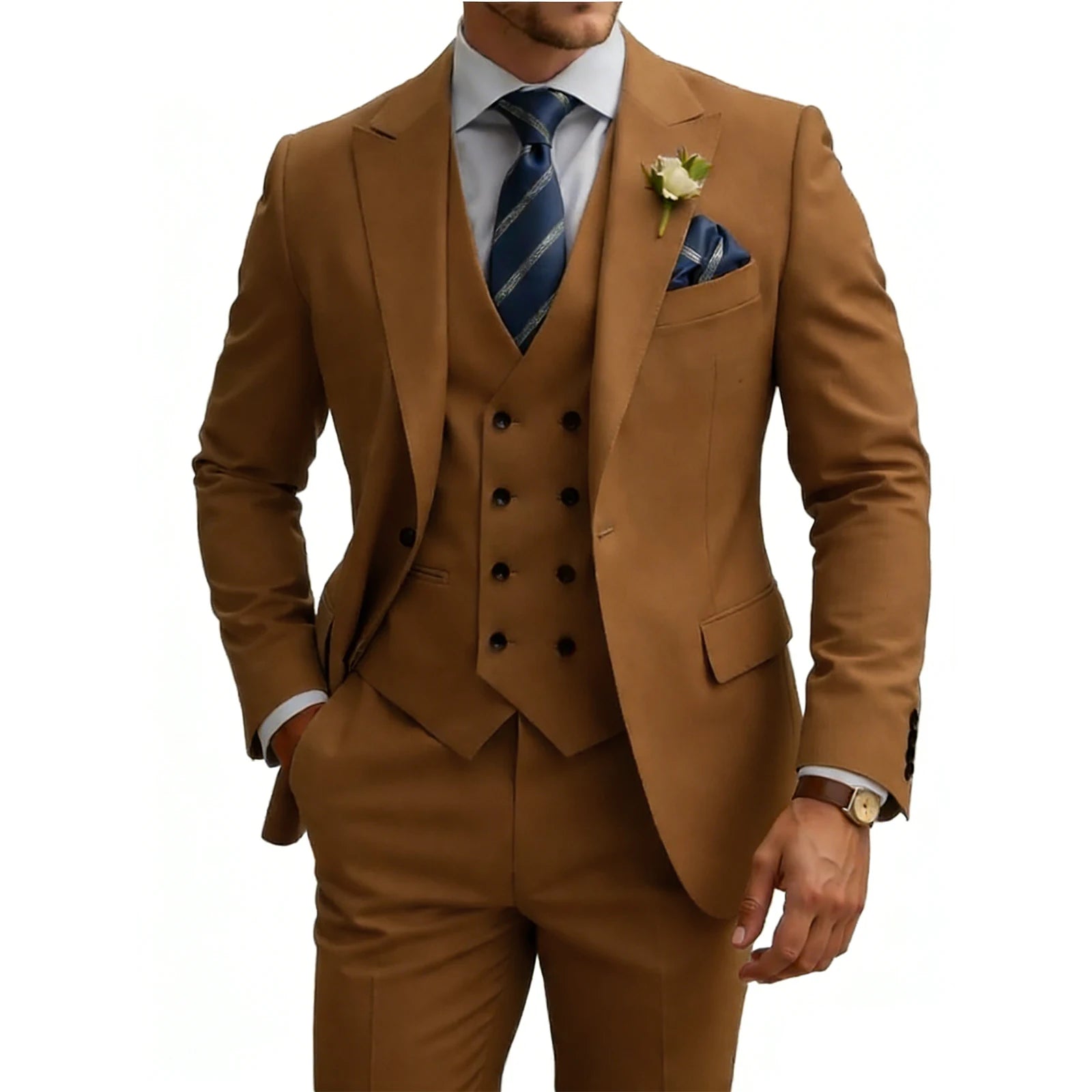 Three-Piece Double-Breasted Formal Tuxedo