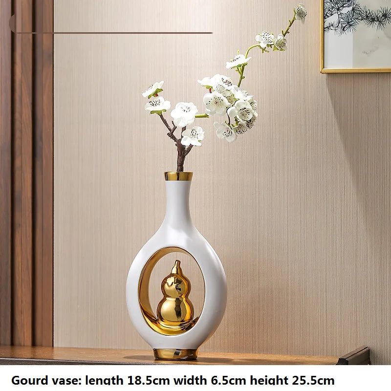 Chinese Style Ceramic Vase with Wooden Frame