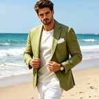 Linen Cotton Notch-Lapel Slim Blazer